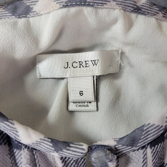 JCrew Women Silk Gingham Popover Top 6 Black White Check Sleeveless Quiet Luxury - Picture 2 of 12